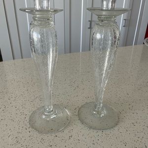 Ethan Allen Hand blown glass candle sticks